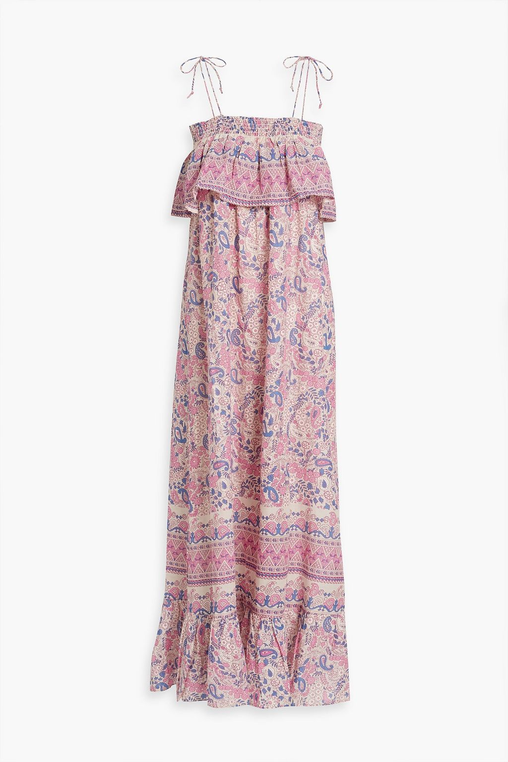 цена Платье макси из хлопковой вуали с открытыми плечами и принтом пейсли ANTIK BATIK, розовый