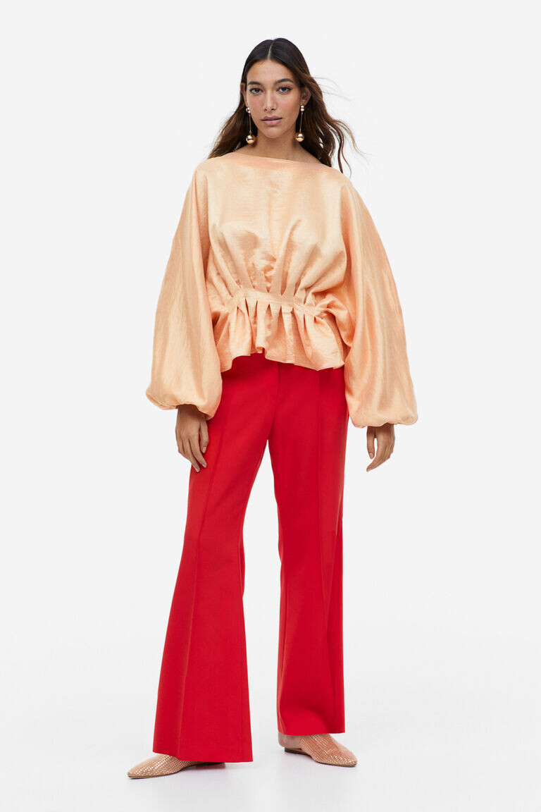 

Плиссированная блузка H&M, оранжевый