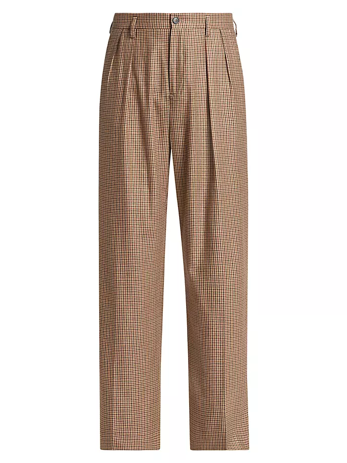 

Широкие брюки со складками в ломаную клетку Filippa K, цвет sand beige brown check