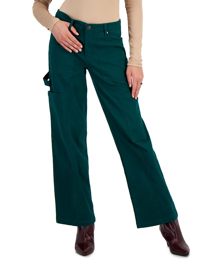 Широкие джинсы карго со швами Celebrity Pink, зеленый