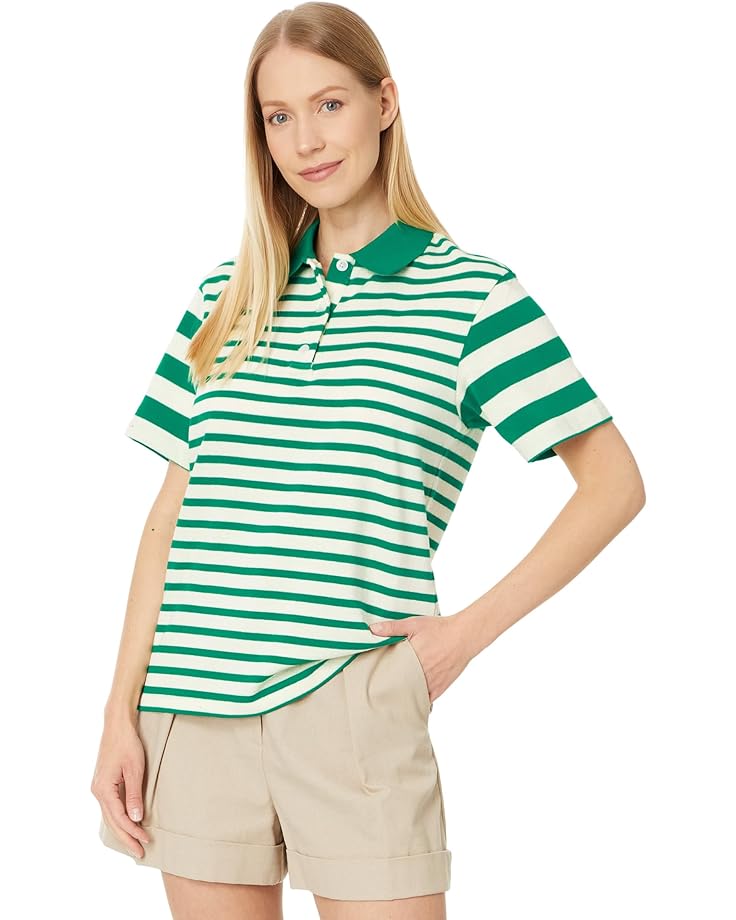 Топ English Factory Stripe Short Sleeve Knit, зеленый