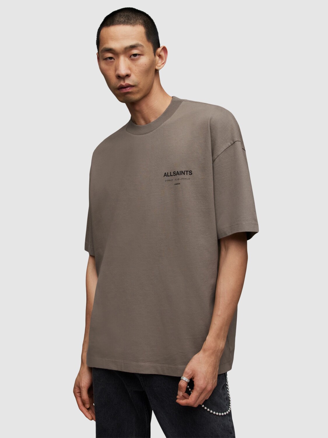 

Подземная футболка AllSaints, планета грей