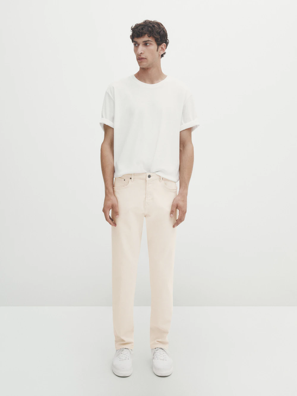 

Зауженные джинсы Massimo Dutti, кремовый