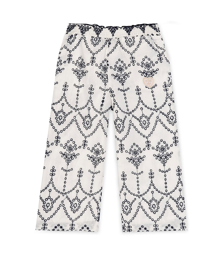 

Guess Little Girls 2T-7 Широкие брюки с принтом Sangallo, белый