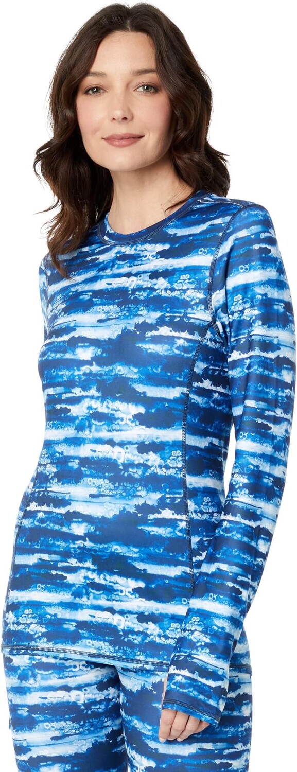 

Пуловер Hot Chillys Micro-Elite Chamois Printed Crew Neck, цвет Salt Water