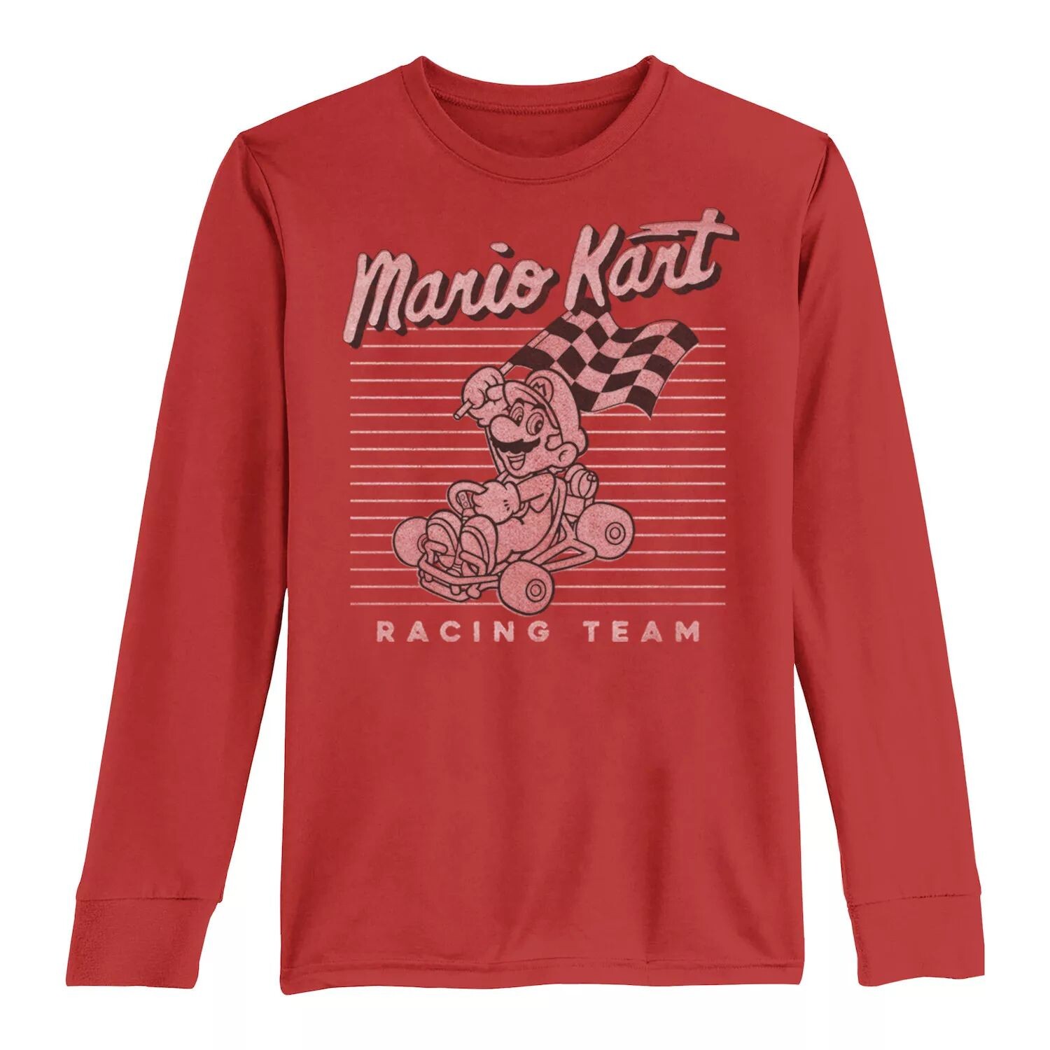 

Футболка Mario Outline с длинными рукавами и рисунком Mario Outline для мальчиков 8–20 лет Mario Kart Racing Team Licensed Character