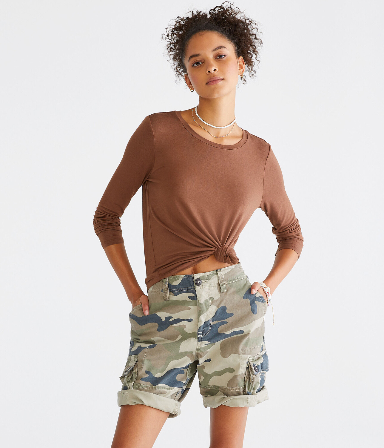 

Очень мягкая футболка с длинными рукавами Aeropostale, коричневый