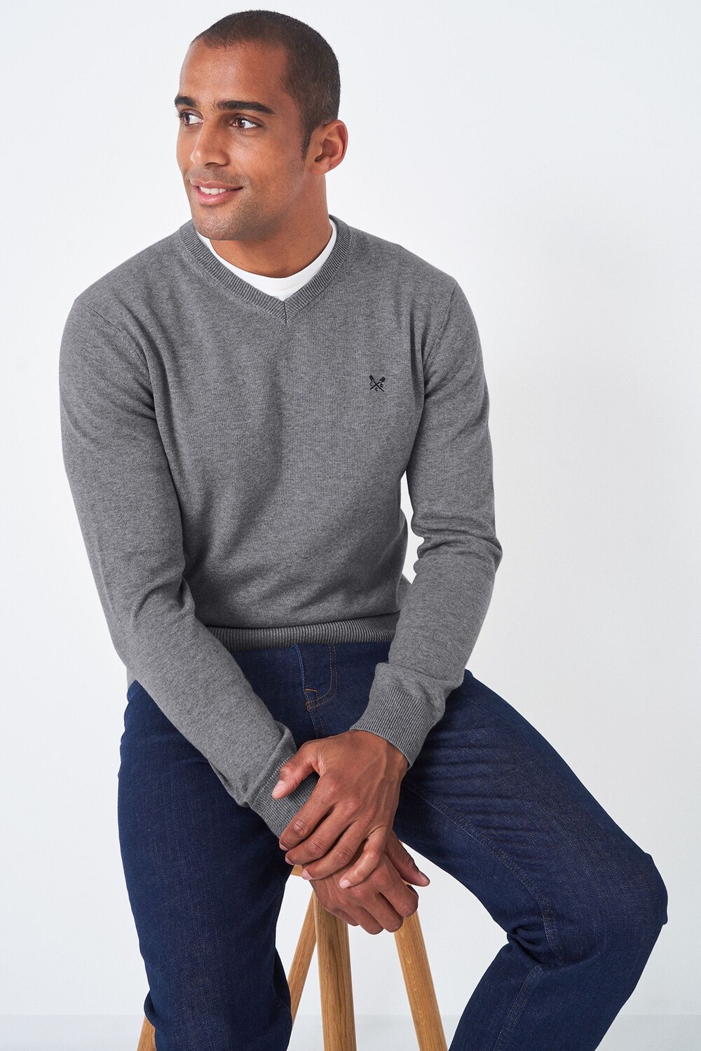 

Серый хлопковый свитер в стиле кэжуал Crew Clothing Company, серый