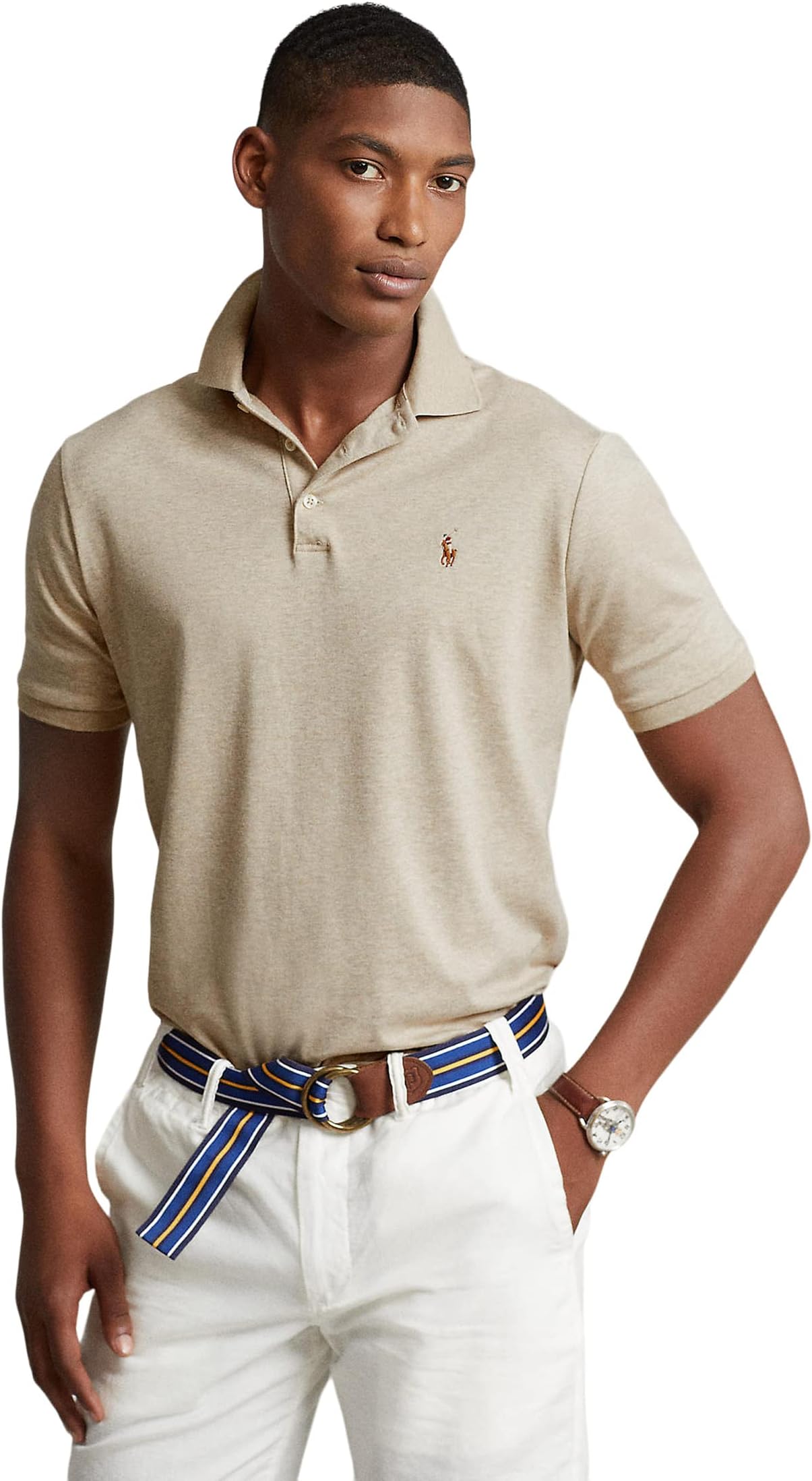 Рубашка-поло Classic Fit Soft Cotton Polo Shirt Polo Ralph Lauren, цвет Sand Heather