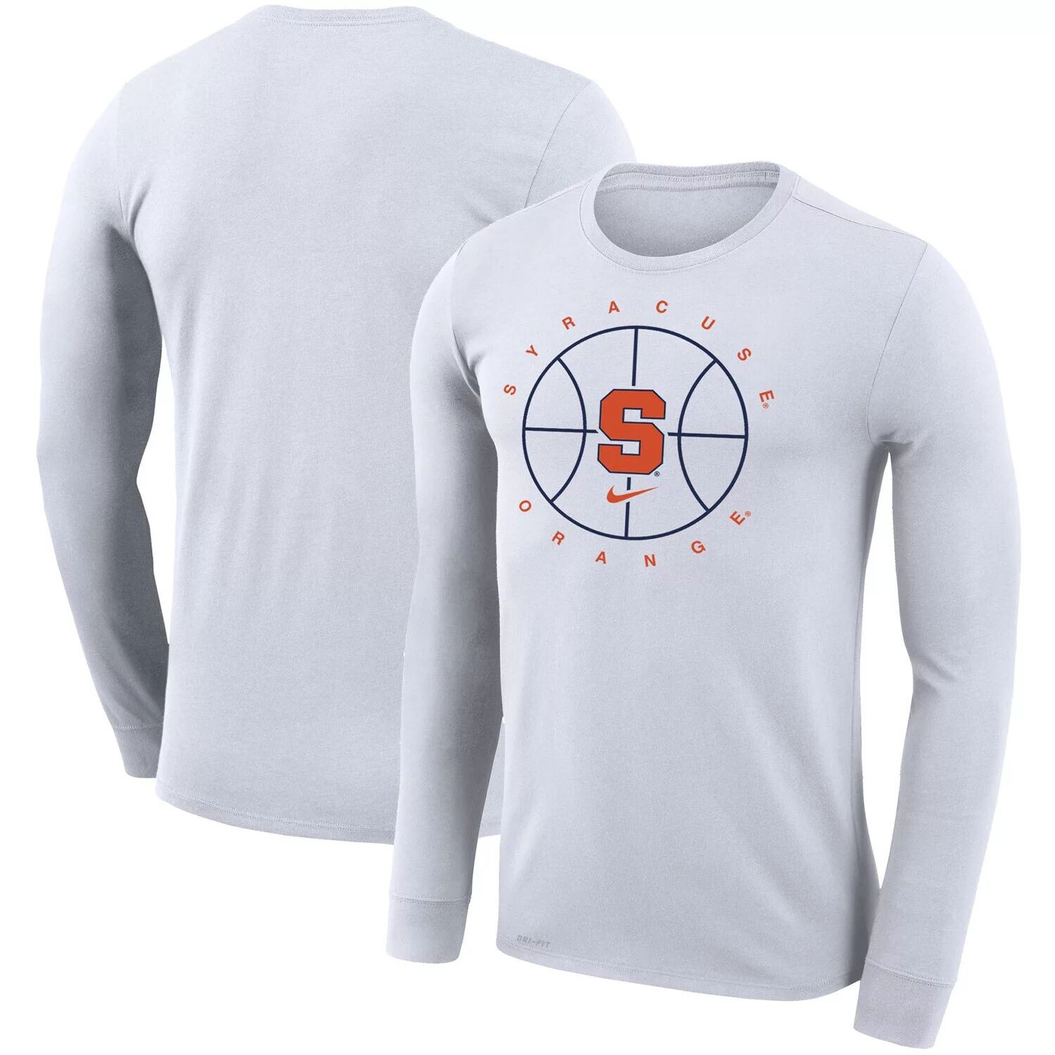 

Мужская белая футболка с длинным рукавом Syracuse Orange Basketball Icon Legend Performance Nike, Белый