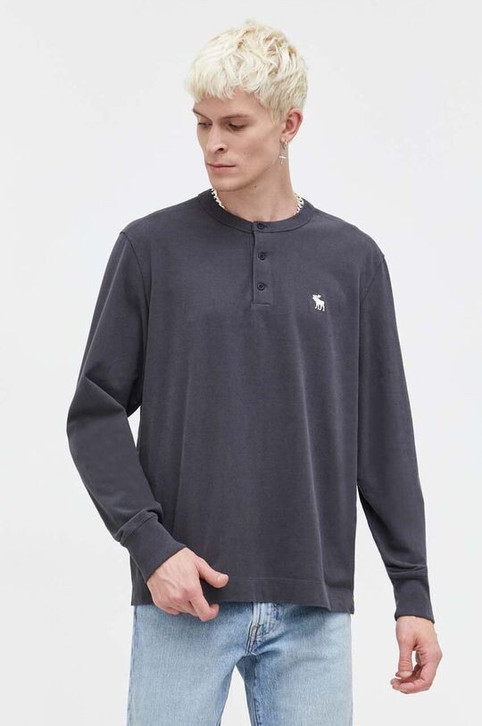 

Хлопковая рубашка с длинными рукавами Abercrombie & Fitch, серый