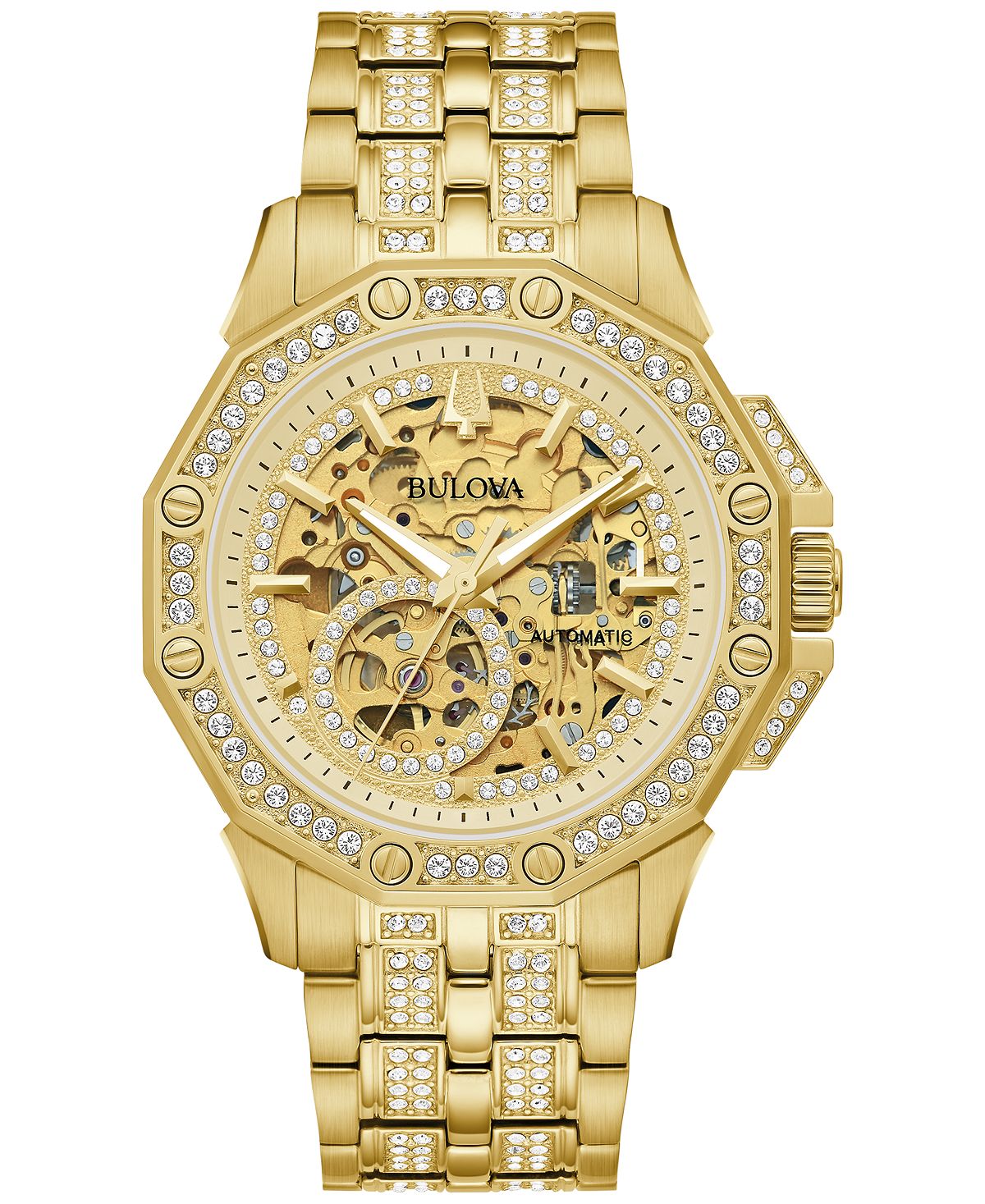

Мужские автоматические часы Octava с золотистым браслетом из нержавеющей стали с кристаллами, 41,7 мм Bulova