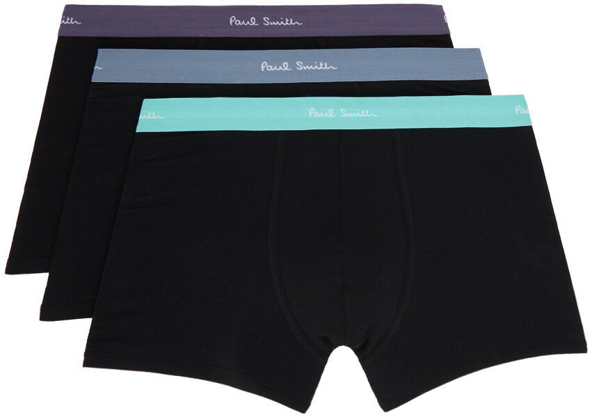 

Комплект из трех черных боксеров с контрастным поясом Paul Smith