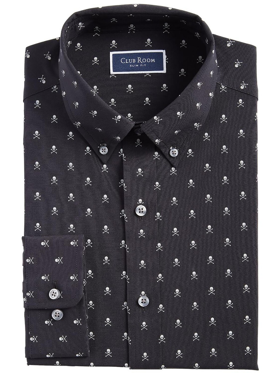 

Мужская рубашка Slim Fit из полиэстера на пуговицах Club Room, цвет Black/White