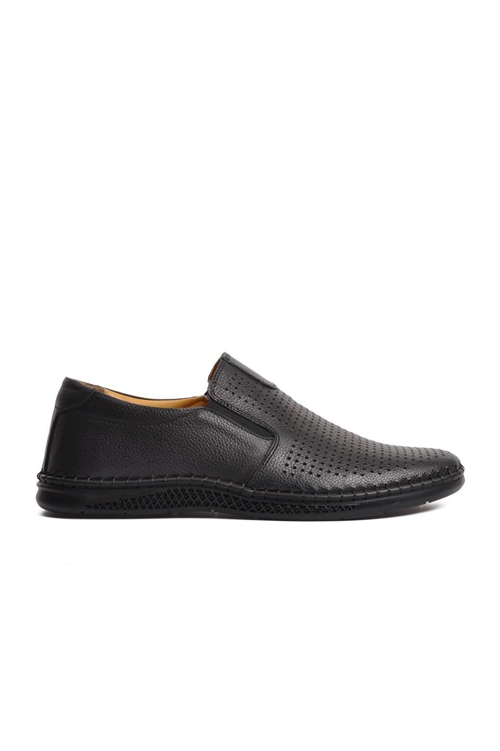 057Y Черная мужская повседневная обувь из натуральной кожи Ayakmod