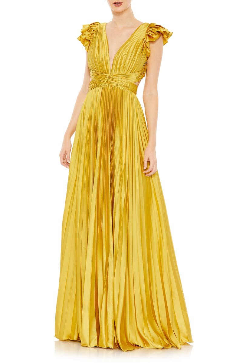 

Плиссированное платье трапециевидной формы с глубоким вырезом IEENA FOR MAC DUGGAL
