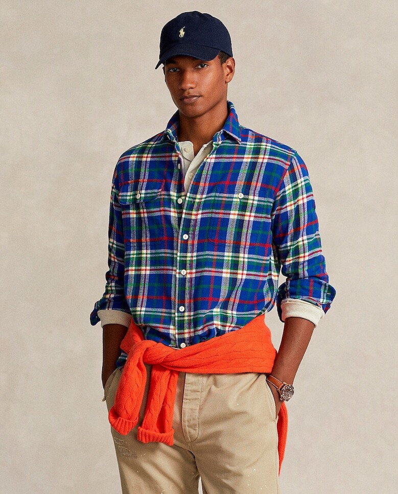 

Мужская хлопковая рубашка стандартного кроя Polo Ralph Lauren, синий