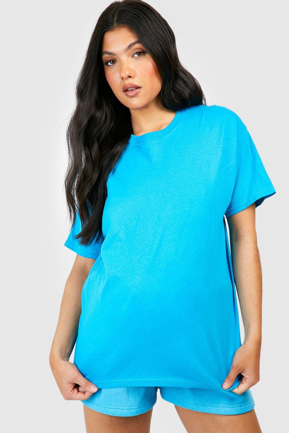 

Хлопковая футболка для беременной Boohoo, лазурный