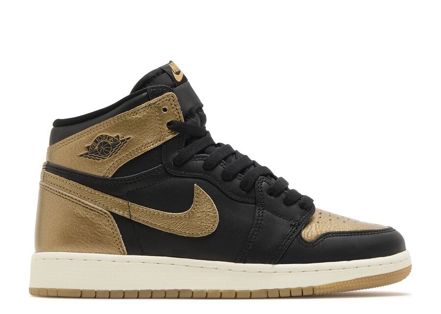 

Кроссовки Air Jordan Jordan 1 Retro High OG GS, цвет Black Metallic Gold