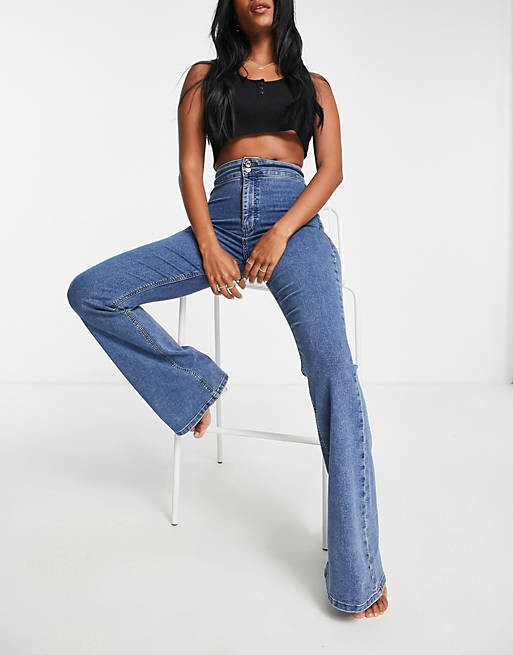

Синие расклешенные джинсы Topshop Hourglass Joni