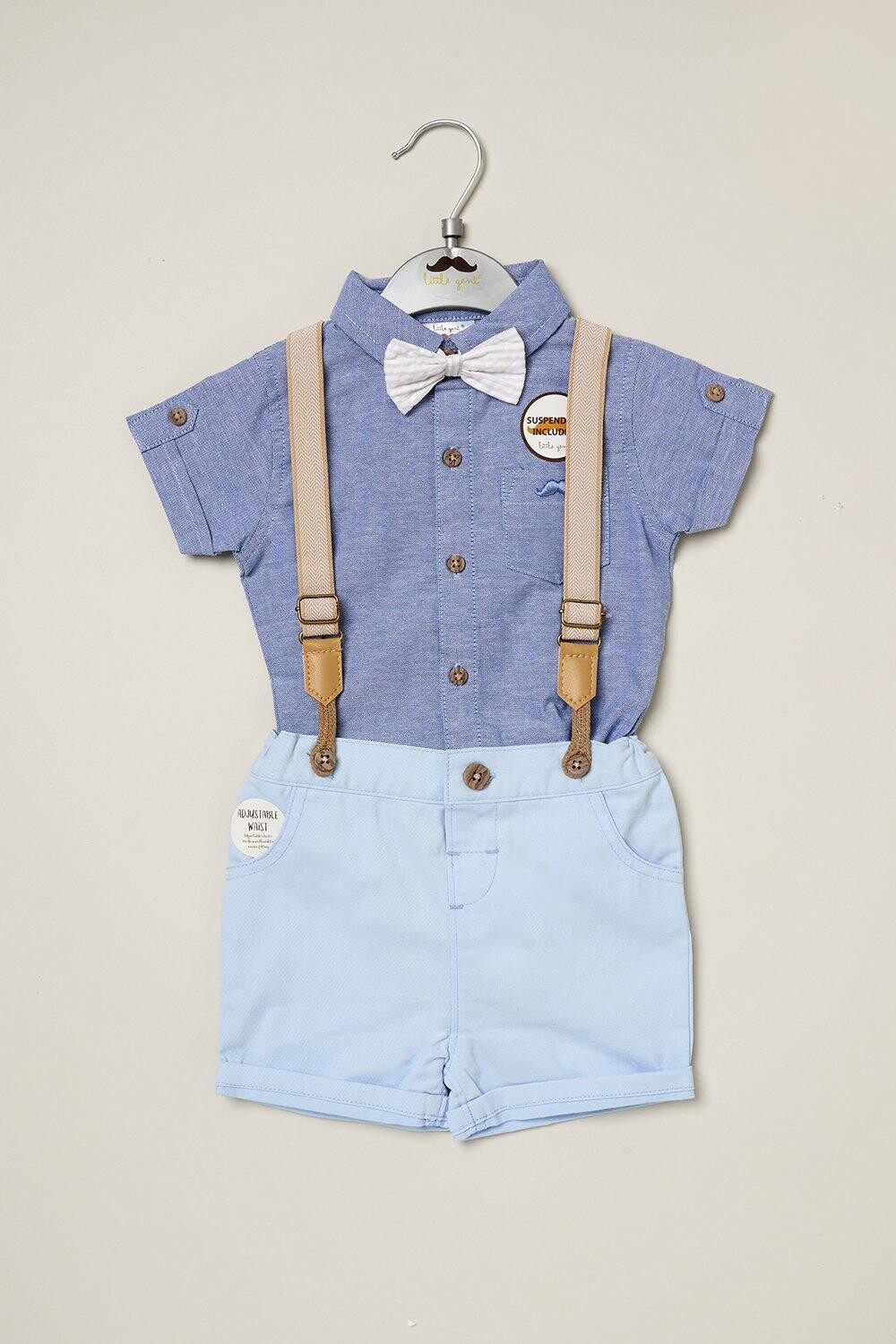 

Комплект одежды из рубашки с галстуком-бабочкой и шорт с петлями Little Gent, синий