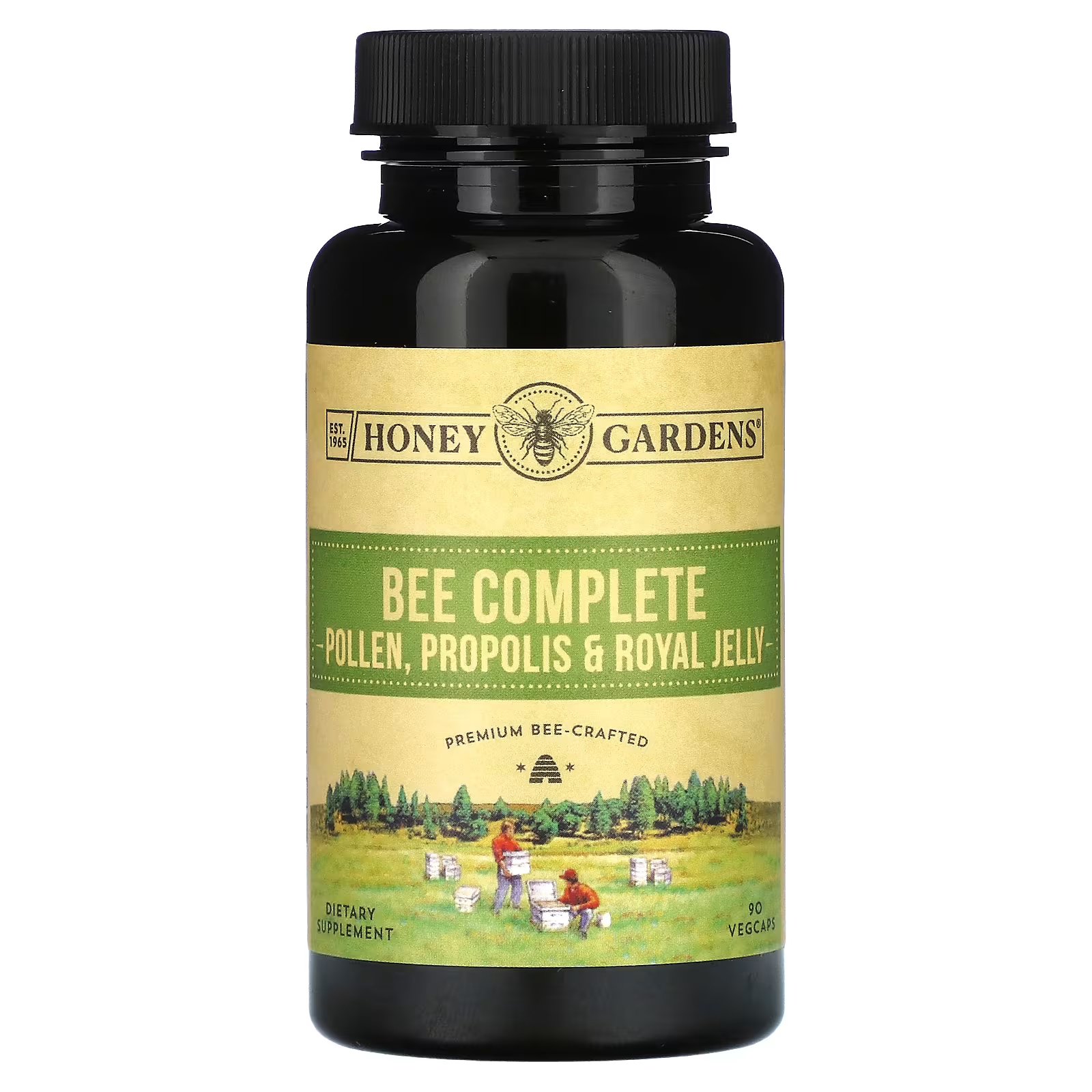 Honey Gardens Bee Полная пыльца, прополис и маточное молочко, 90 растительных капсул пчелиный прополис honey gardens 2x эффективность 60 капсул
