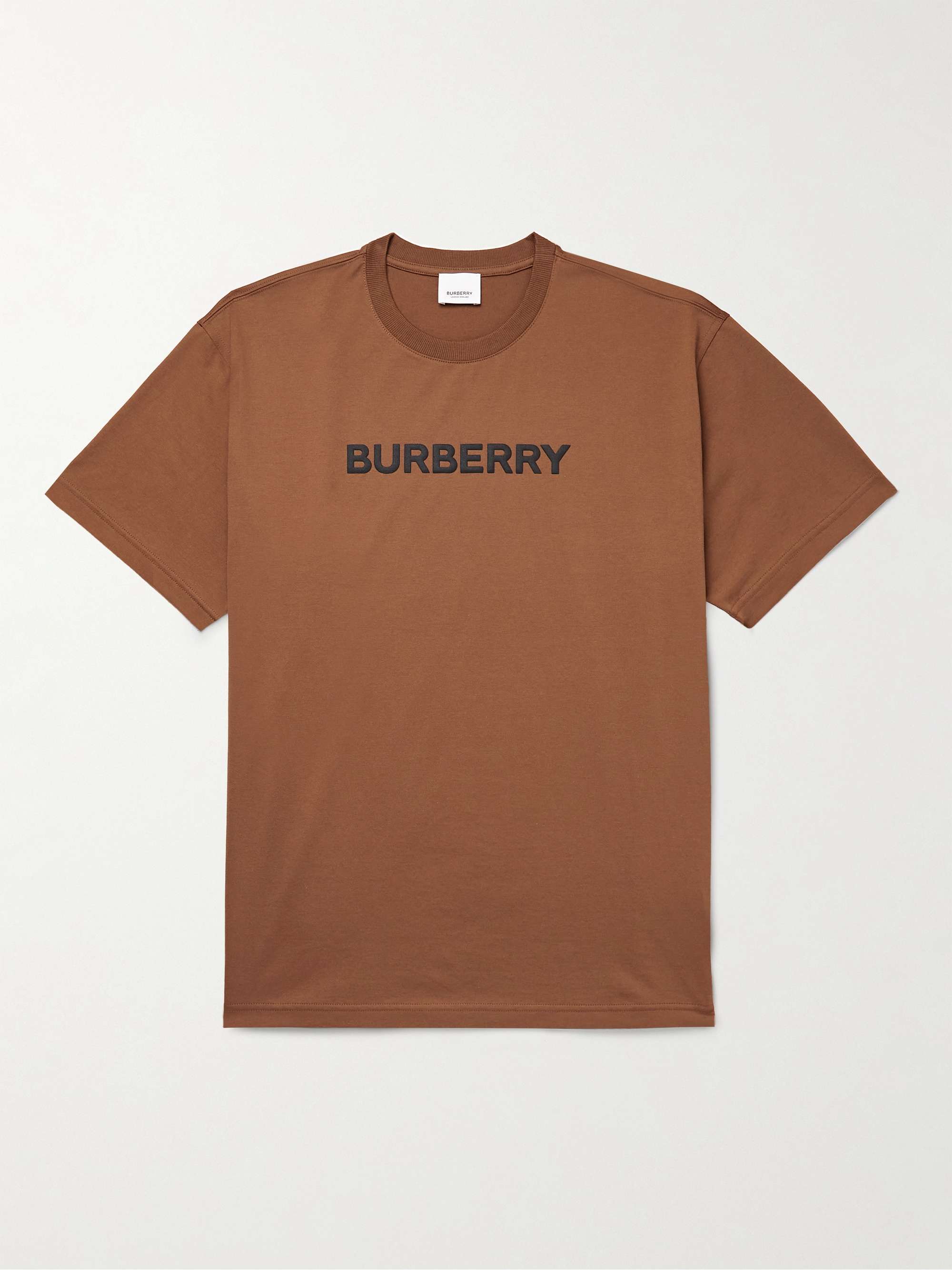 

Футболка из хлопкового джерси с логотипом BURBERRY, коричневый