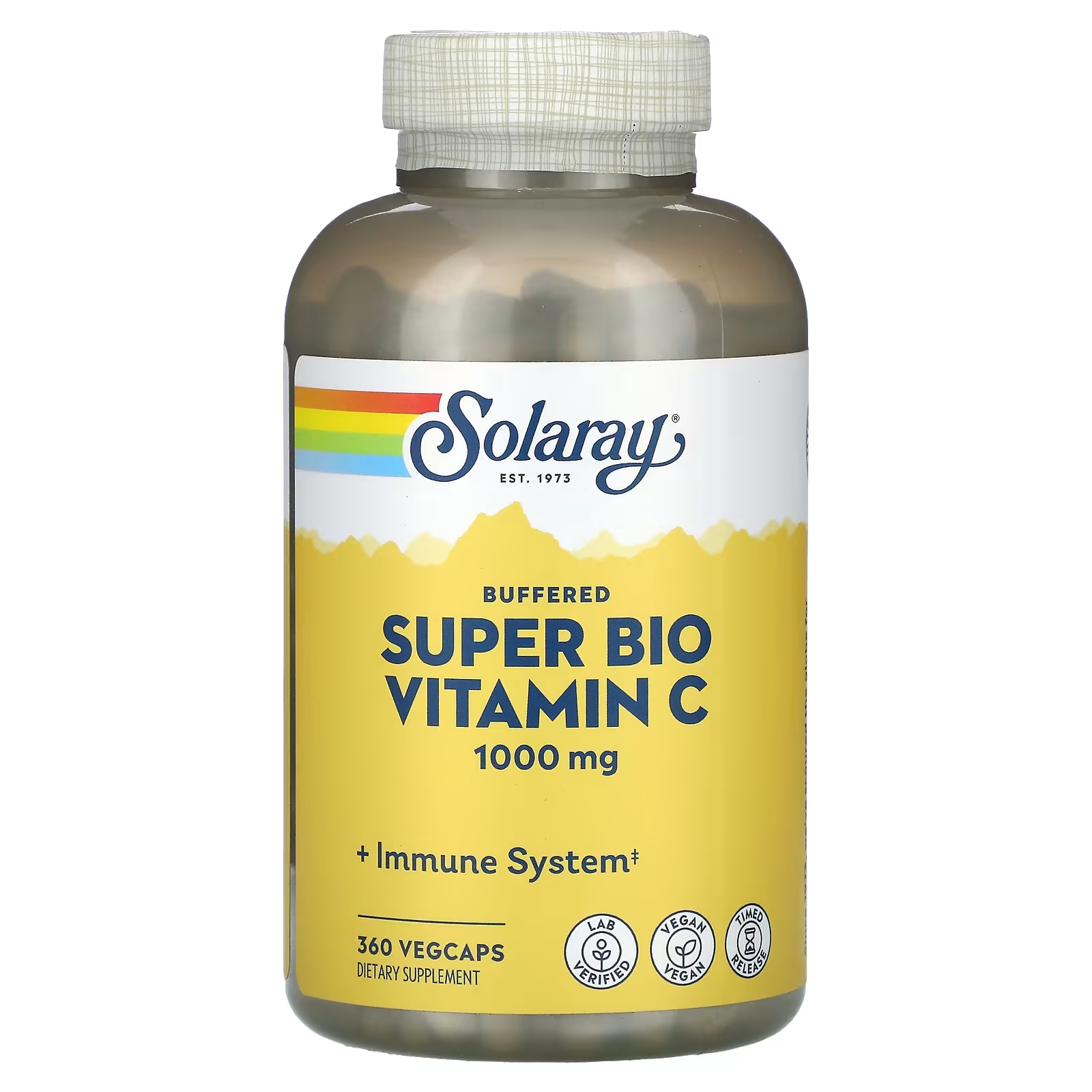 Буферизованный супербио витамин С Solaray для иммунитета, 360 капсул