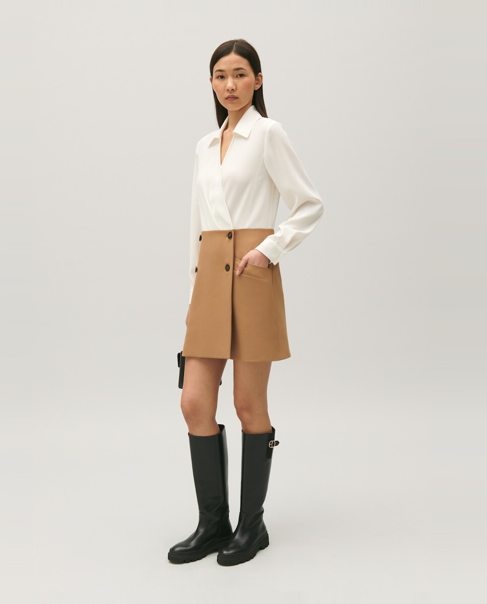 

Короткое двухцветное платье строгого кроя Claudie Pierlot, мультиколор