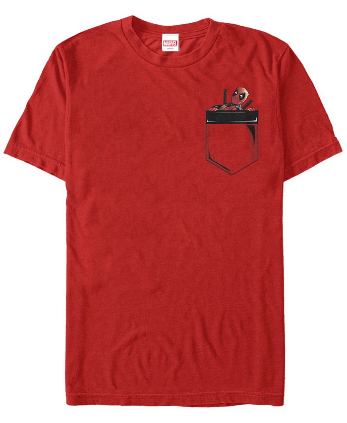 Мужская футболка с короткими рукавами и искусственным карманом Marvel Deadpool Peekaboo Fifth Sun, красный