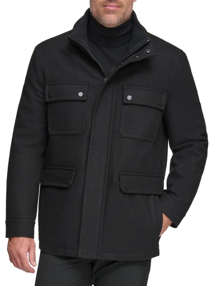 Шерстяное пальто Dunbar в стиле милитари Melton Andrew Marc, черный куртка lauffeld в стиле милитари с капюшоном andrew marc цвет green