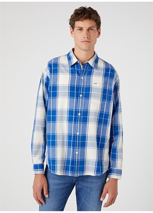 

Синяя мужская рубашка стандартного кроя Wrangler