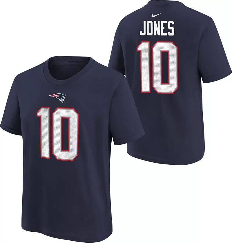 

Темно-синяя футболка Nike Youth New England Patriots Mac Jones № 10