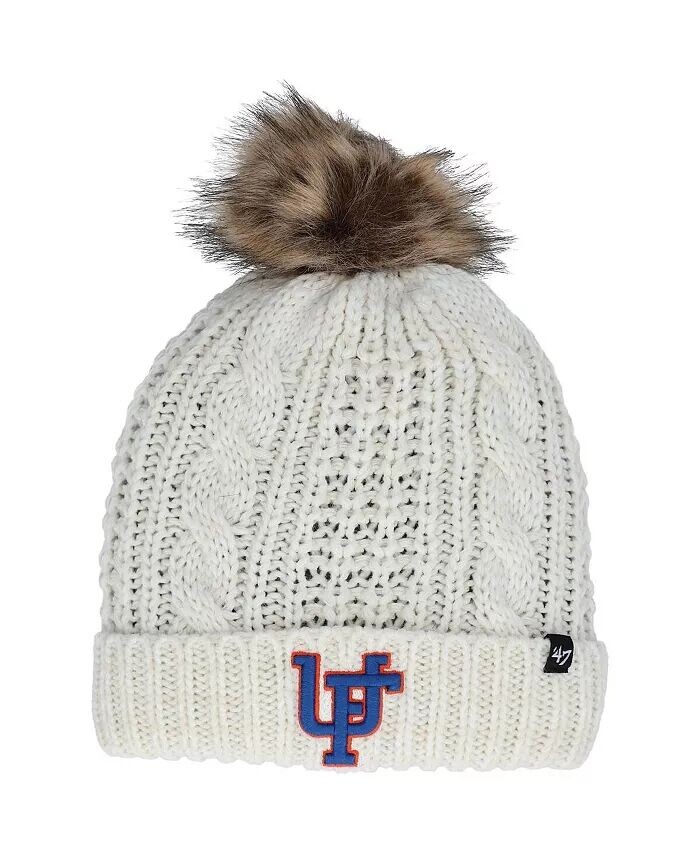 

Женская белая вязаная шапка Florida Gators Meeko с манжетами и помпоном '47 Brand, белый