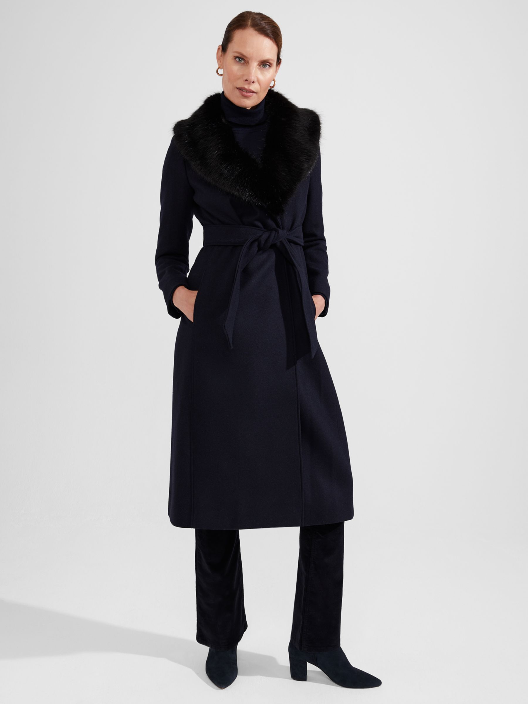 Пальто из смесовой шерсти Arielle Hobbs, темно-синий