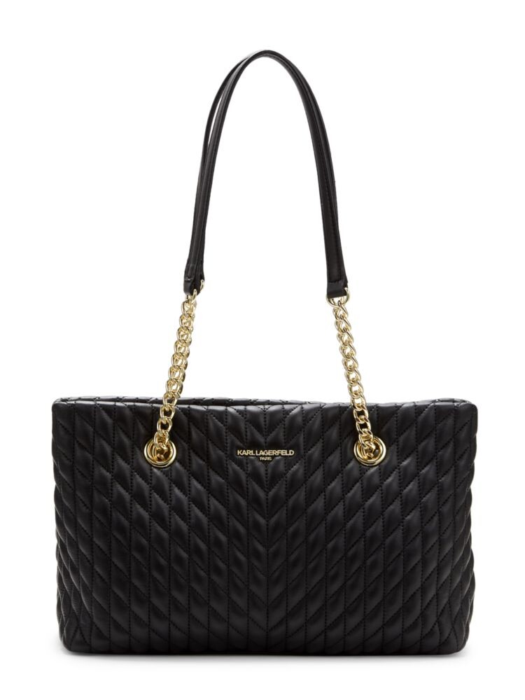 

Стеганая сумка-тоут Karolina Karl Lagerfeld Paris, цвет Black Gold