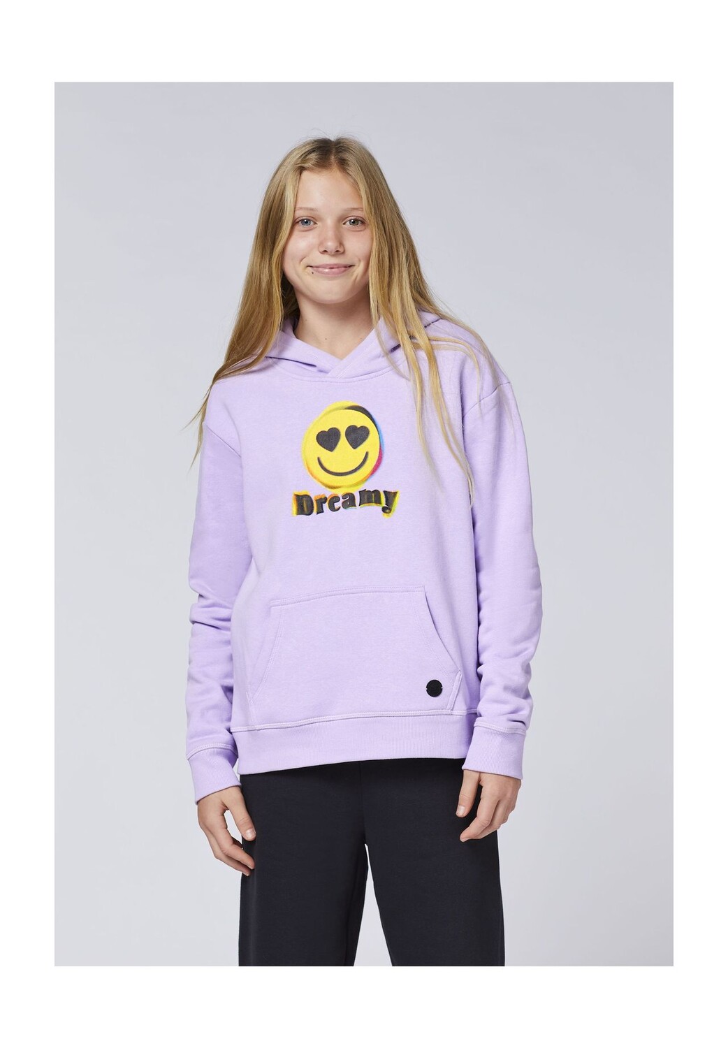 

Худи с принтом любящего улыбающегося лица emoji, цвет Purple Rose