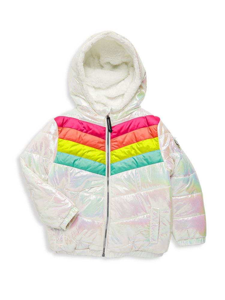 цена Пуховик с капюшоном из искусственного меха для девочек Andy & Evan, цвет White Rainbow