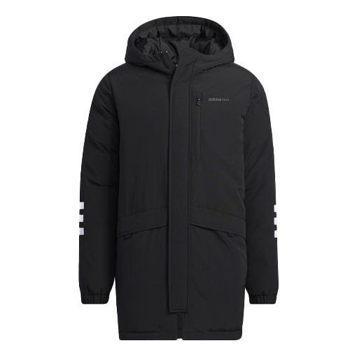 цена Пуховик adidas mid-length Sports hooded Zipper Down Jacket Black, черный