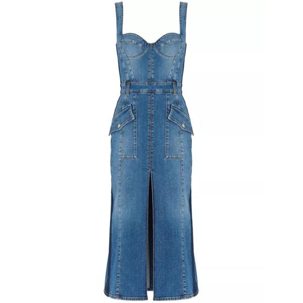 

Платье kickback denim midi dress Alexander Mcqueen, синий