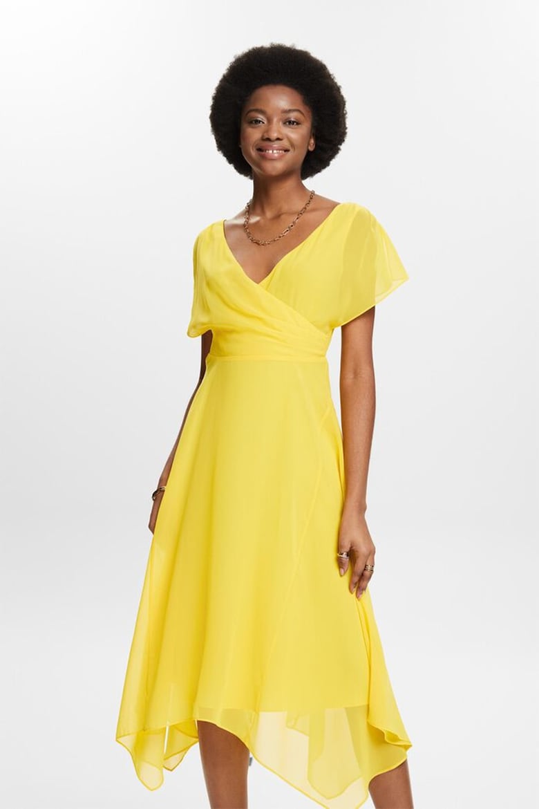 Платье с асимметричным подолом Esprit, желтый платье с разрезным подолом esprit фиолетовый
