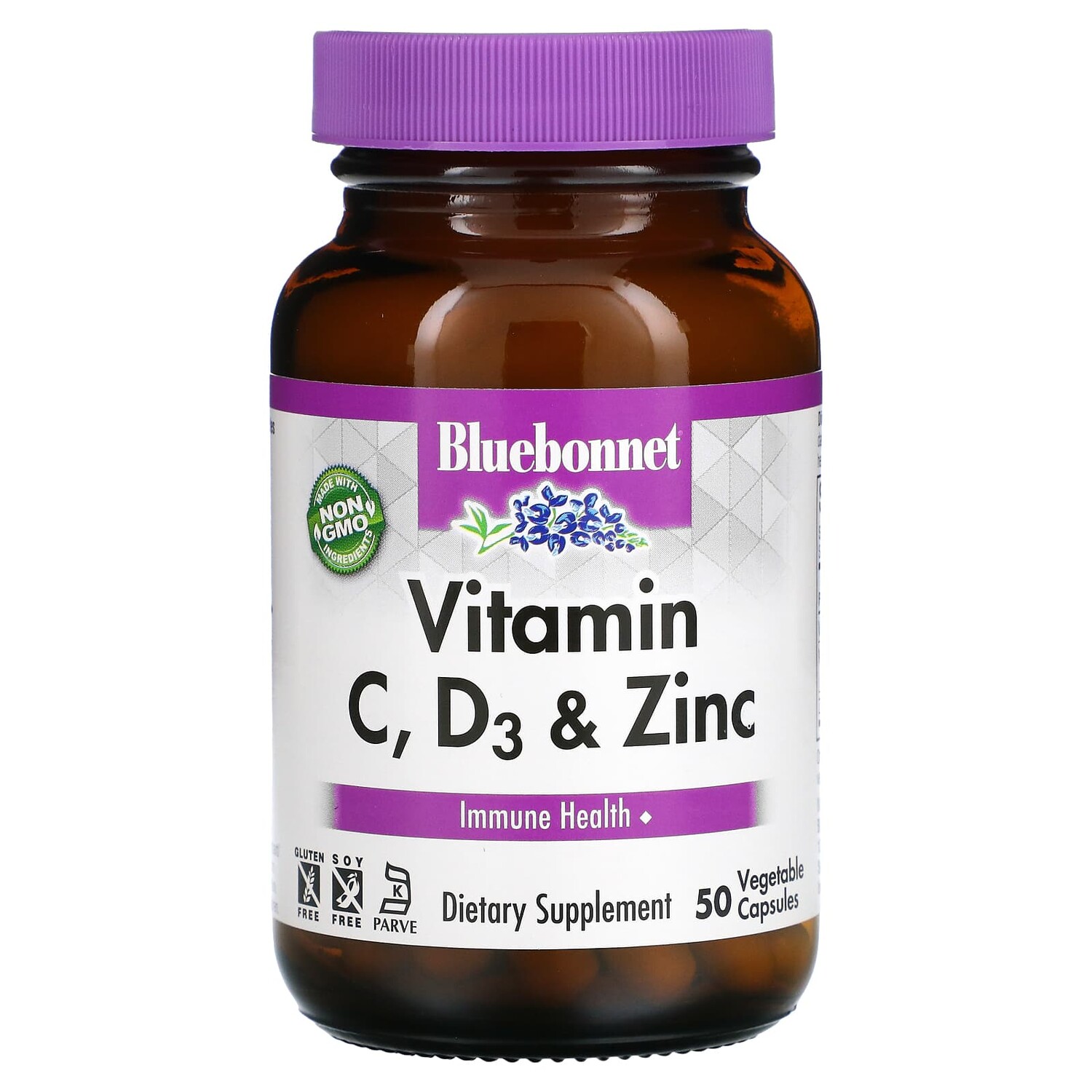 

Витамины C, D3 и цинк, 50 растительных капсул, Bluebonnet Nutrition