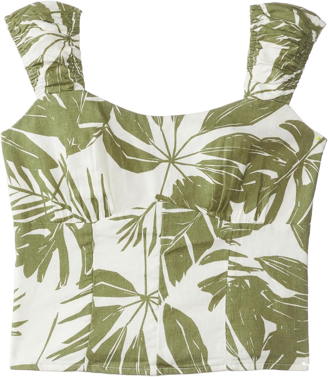 

Корсетный топ с короткими рукавами Scrunch Abercrombie & Fitch, цвет Green Leaf Pattern