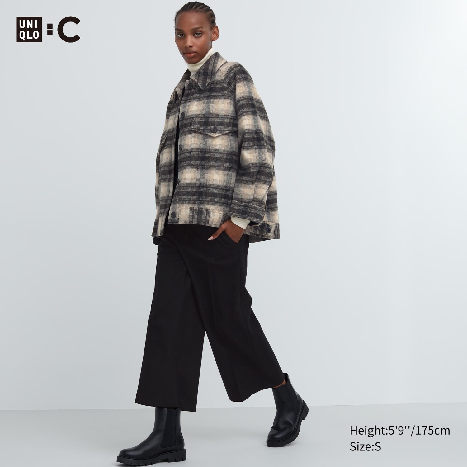 

Укороченные брюки из фактурного джерси Uniqlo, черный