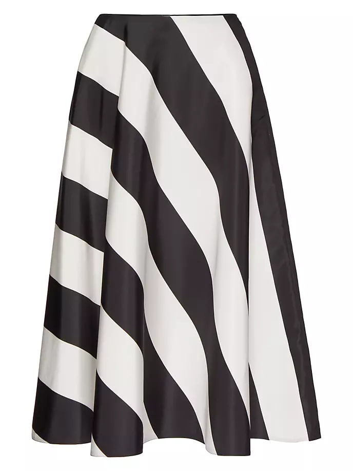 

Юбка миди в полоску из крепа Couture Valentino Garavani, цвет ivory black