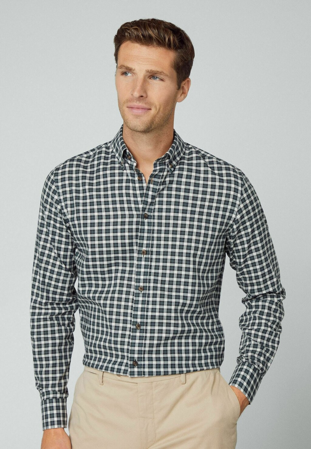 

Рубашка Lightweight Brushed Check Hackett London, цвет green white
