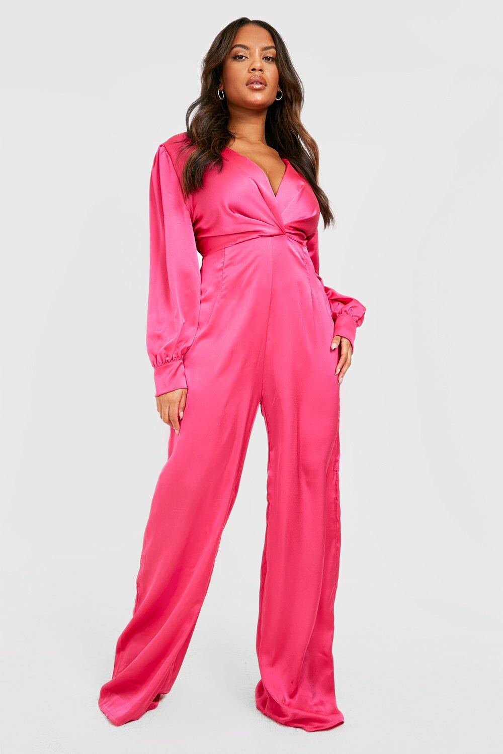 

Комбинезон plus twist с широким поясом передней части Boohoo, розовый