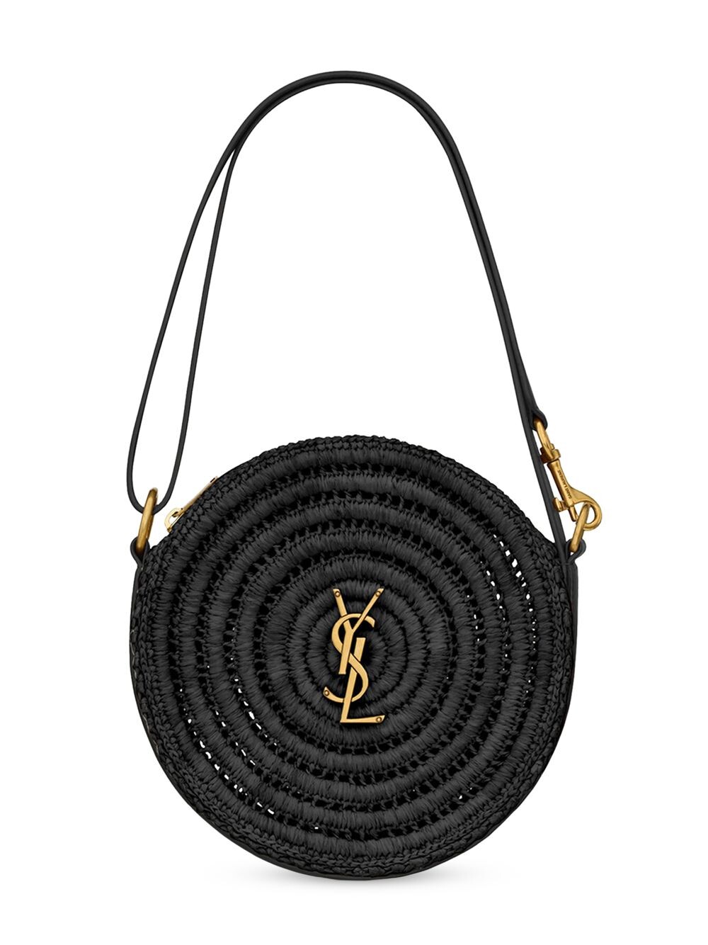 

Круглая сумка из рафии и кожи растительного дубления Saint Laurent, черный