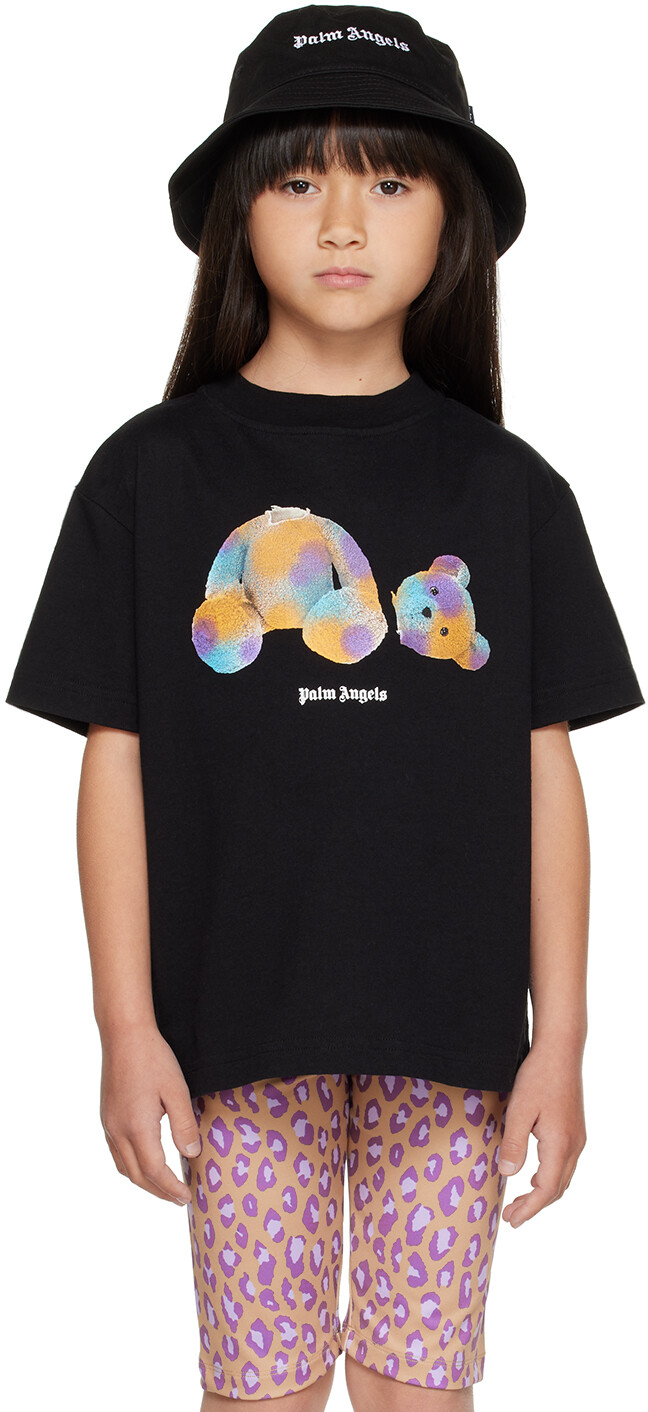 

Детская черная футболка Palm Angels Pop Pa Bear