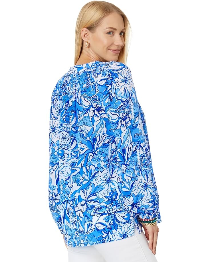 Топ Lilly Pulitzer Elsa Top, цвет Blue Tang Flocking Fabulous